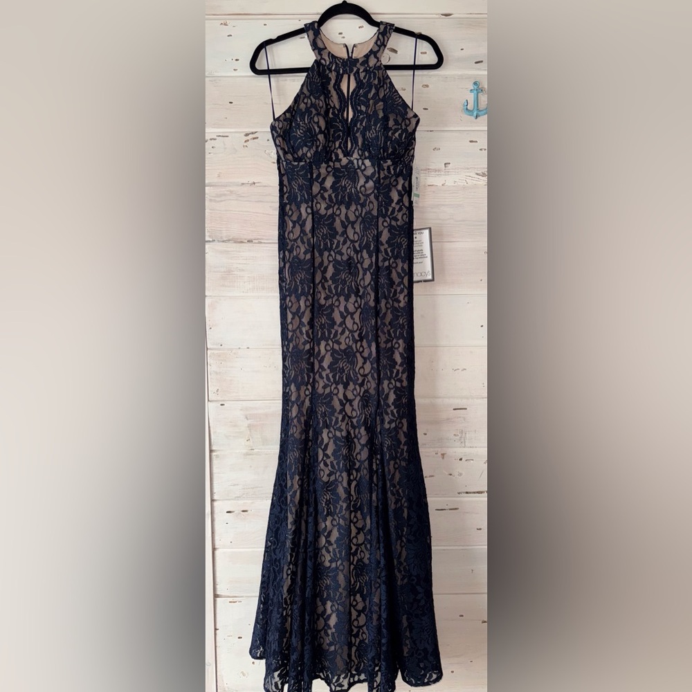 Night Way Collections Navy Lace Gown